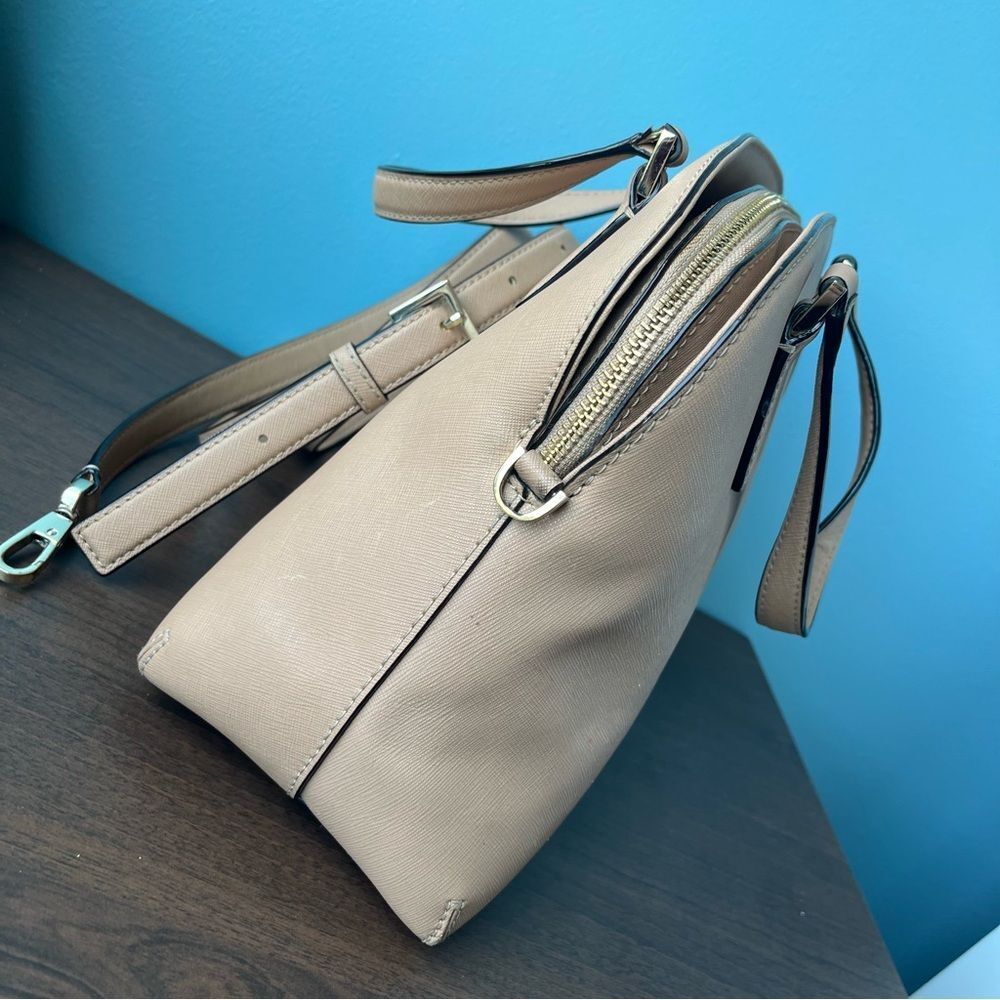 KATE SPADE Nichols Jackson Street Reiley Dome Tan Satchel Tote Crossbody Cameron - Picture 2 of 12